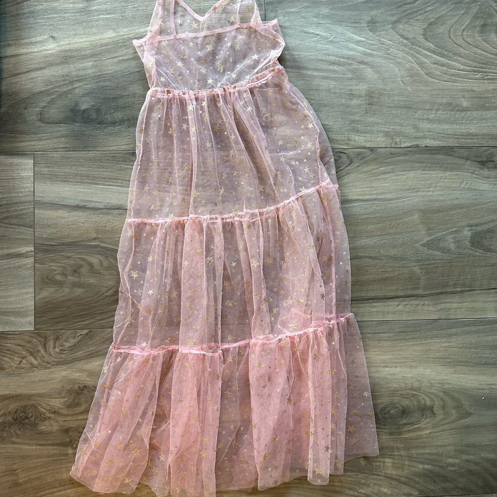 Pink Sheer Star Maxi Dress